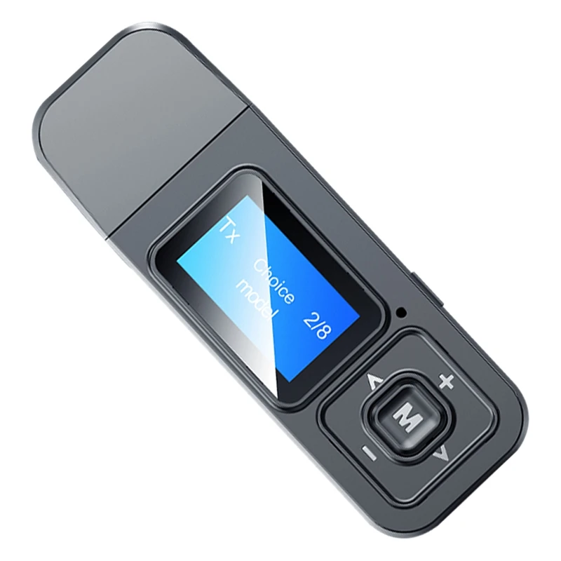 USB Bluetooth 5 0 адаптер приемник передатчик микрофон ЖК-дисплей Кнопка управления