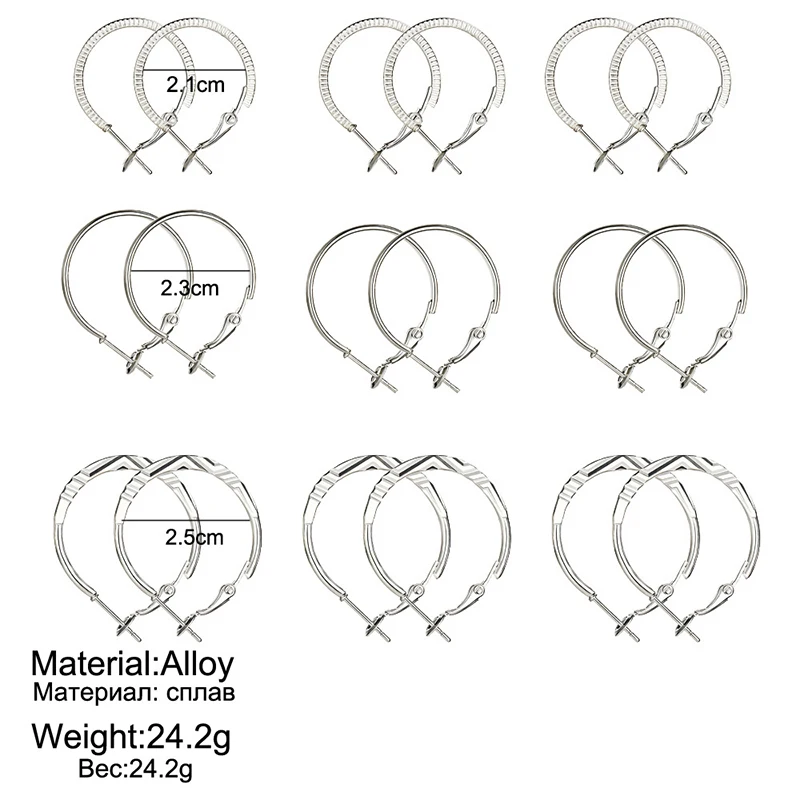 9 Pairs/set Circle Hoop Earrings for Women Gold Color Exaggerated Hoop Ear Loop Smooth Ring Earring Nightclub Ladies Jewelry