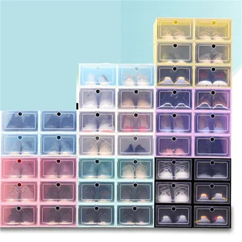 

6PCS Transparent Shoe Box Thickened Dustproof Storage Boxes Superimposed Combination Shoe Cabinet Household Closet Organizer