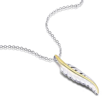 

2020 Fashion New Classic The Cew Fashion 925 Pure Silver Necklace gold feather silver Chain Pendant Necklace For women's Jewelry