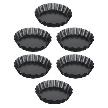 

6pcs Round Chrysanthemum Pie Pan Non-stick Baking Tart Mould Pizza Tray with Removable Bottom (10cm 0.4mm)