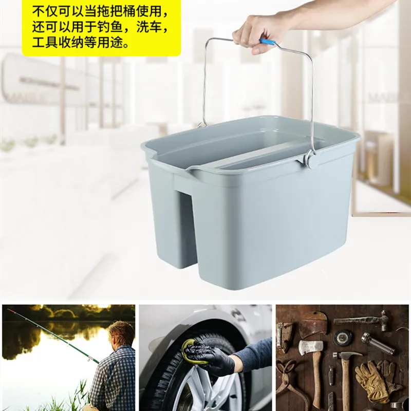 Aixiangru-Large Capacity Clean the Barrel, PP Injection Molding, Stainless Steel Handle, Double Bucket Cleaning Tools, 2 Grid