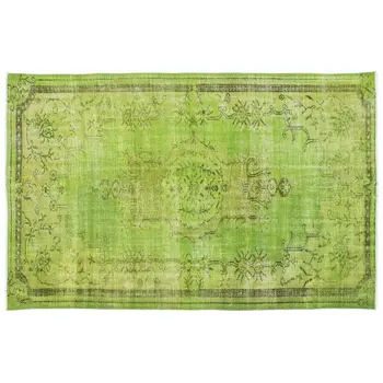 

Handmade Green Vintage Overdyed Turkish Area Rug 182x277 Cm-5'12''X9'1''