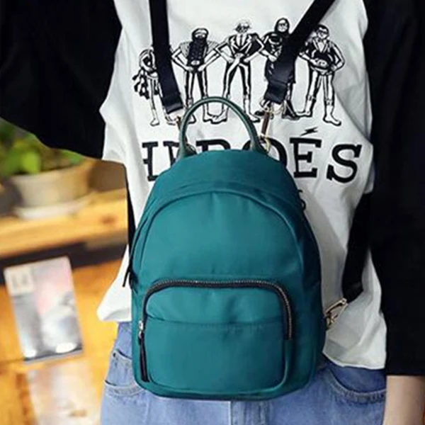 ABZC-Women Backpack Nylon Shoulder School Travel Bag Small Casual Backpack(Blue