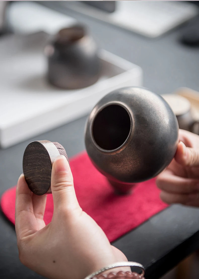 Ceramic Tea Box Vintage Tea Jar Tieguanyin Puer Storage Caddy Sugar Caddies Container Kung Fu Tea Set Accessories Decor Crafts