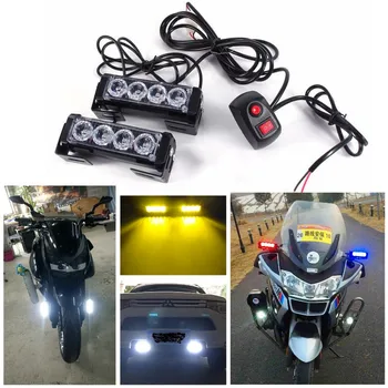 

1set 12v Motorcycle Led Strobe Lights Motos Motorcycle Led Strobe Flash Warning signal Light Caution Indicator Lamp Amber White