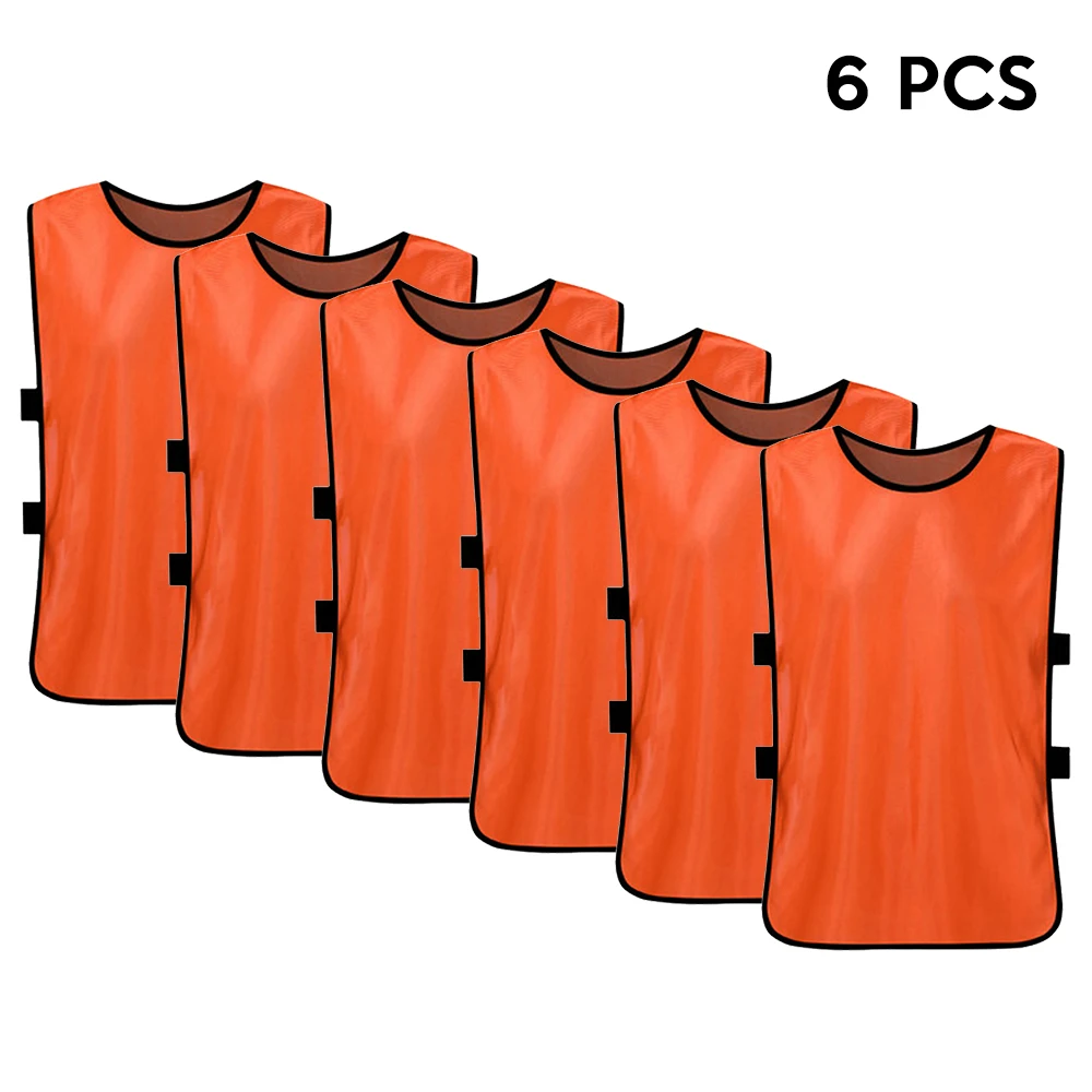 Orange 6pcs Взрослые 12 шт футбольные пинни быстросохнущая футбольная безрукавка майки Scrimmage спортивный жилет дышащий командный тренировочный нагрудник нагрудники для футбола - Цвет: Orange 6pcs