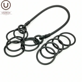 

UKEBAY New Punk Pendant Necklace 5 Pieces Charm Bangles Women Jewelry Handmade Set Rubber Elasticity Chain Design DIY Jewellery