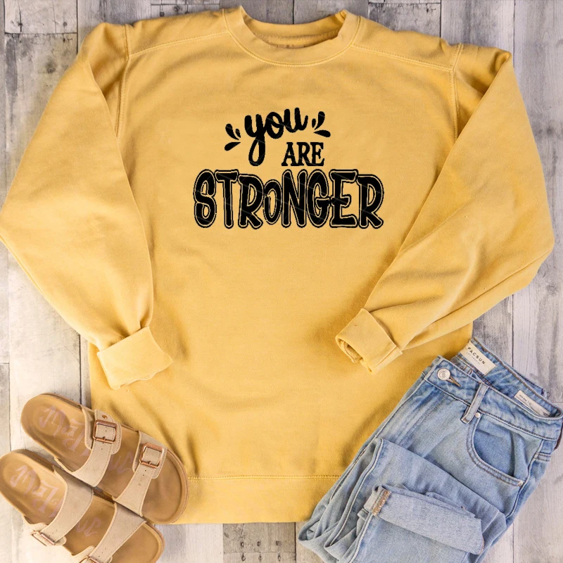 You are strong feministe Женская мода забавная Цитата толстовка с рисунком Чистый хлопок молодой уличный стиль пуловеры винтажный художественный Топ
