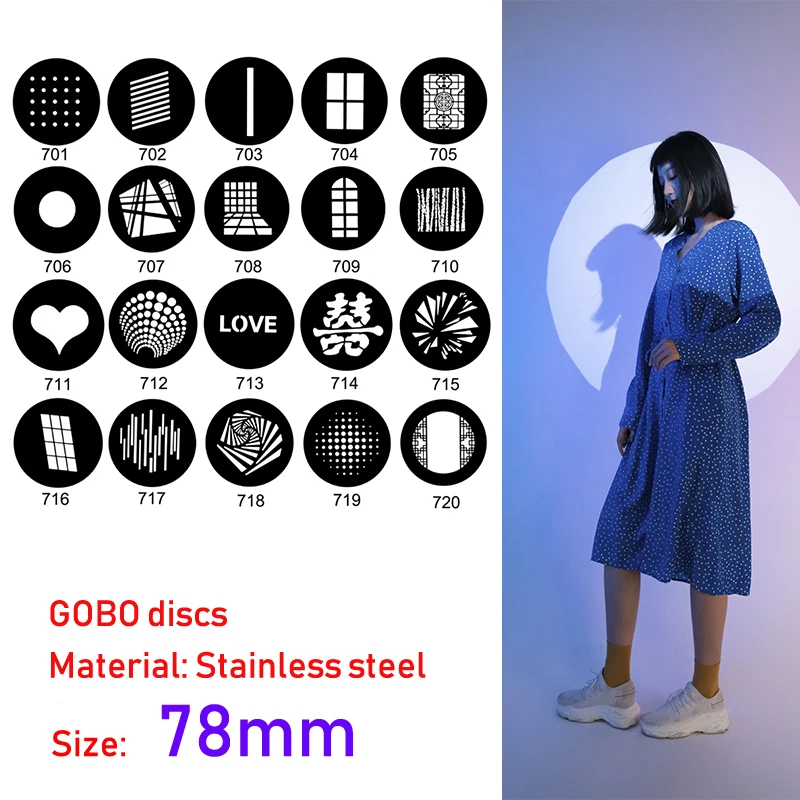 78mm GOBO discs Shadow Mask Cutting light neatly Project pattern adding texture background layer