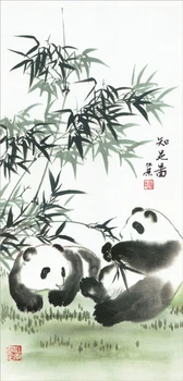 

Wall art, Painting by numbers, ,Chinese Traditional Silk Scroll Painting Wall Pictures,Silk Wall Poster Prints ,- panda