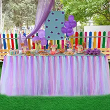 Новинка, юбка для стола, Тюлевая юбка для стола, вечерние скатерти, украшения для детского душа, элегантный декор для банкета, свадьбы, дня рождения