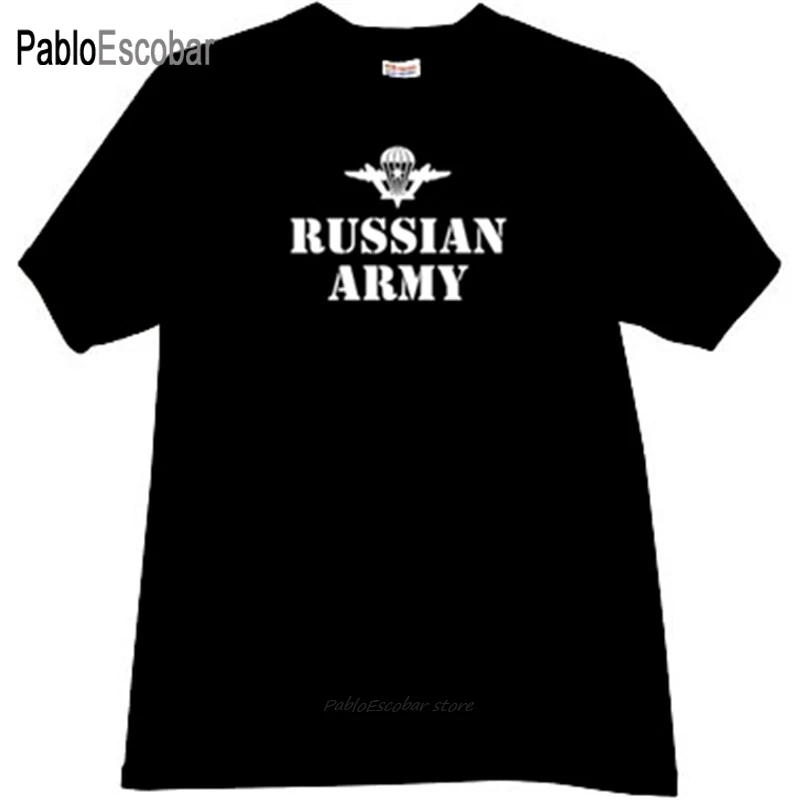 Модная футболка Мужская хлопковая русская армия VDV Черная брендовая мужские