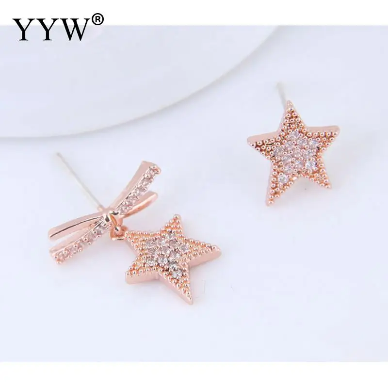 

Fashionable Brass Asymmetric Stud Earring Cubic Zirconia Star Shape Earrings For Women Vintage Stud Earrings For Women