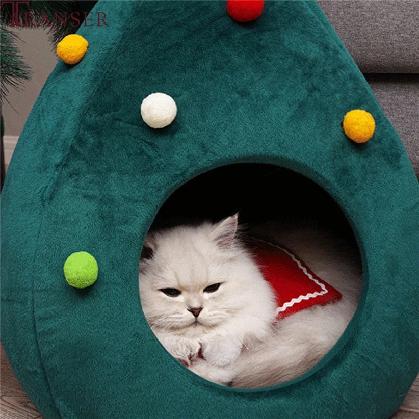 Transer в форме рождественской елки, домик для кошек, собак, маленьких щенков, спальная кровать, гнездо для кошек, собак, питомник, коврики для собак на холодную зиму 9107