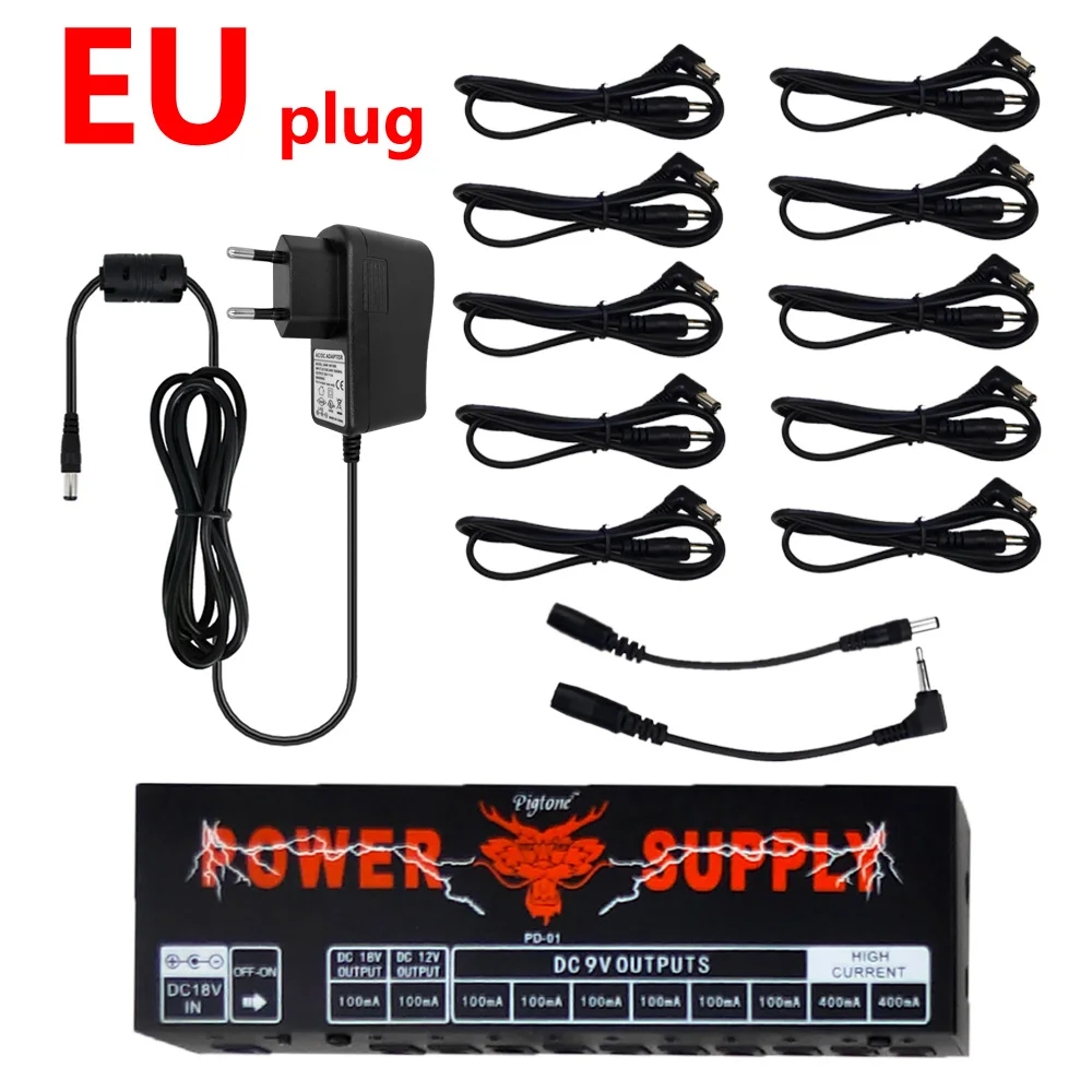 EU plug Электрогитара педаль Электропитание 10 способ изолированный выход мощность аксессуары электрогитара Эффект Мощность - Цвет: EU plug