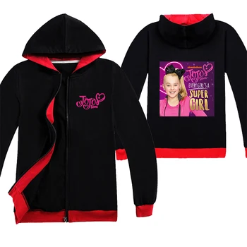 

2020 JOJO Siwa Zipper Hoodie Girls Jacket Coats Costume Autumn Hooded Sweatshirts Jackets Girls Kids Children Clothing 4-15Years