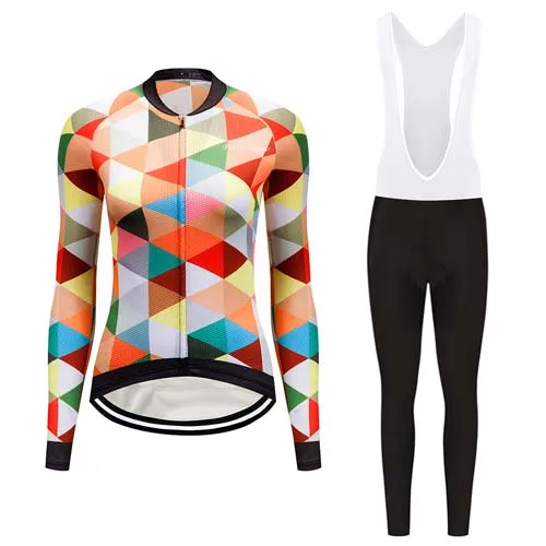 Женский зимний дорожный велотренажер, Термальный комплект, велосипедная форма для триатлона, велосипедная Одежда MTB, Спортивная облегающая одежда, комплект, куртка, одежда, костюм - Цвет: Sets 1