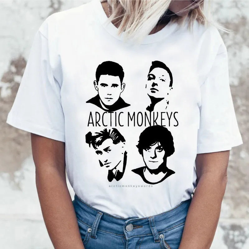 Harajuku футболка femme camiseta mujer Arctic Monkeys белая женская футболка летние топы с коротким рукавом и круглым вырезом Женская футболка