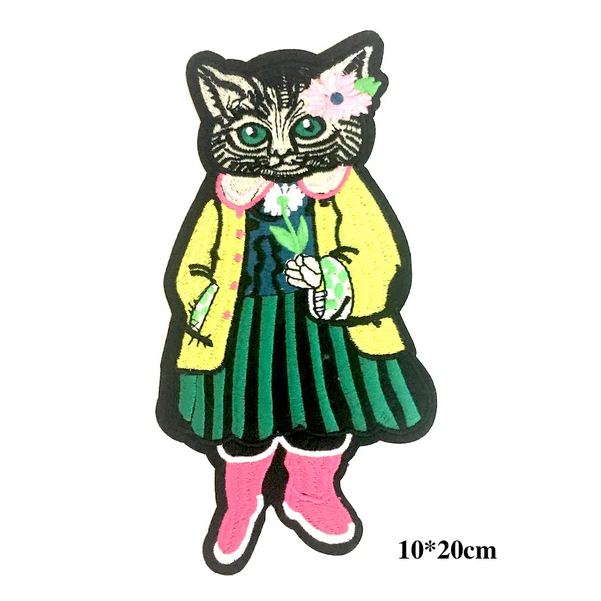 1 шт. Новое поступление милый кот девушка вышивка патчи железные наклейки для аппликаций для одежды DIY аксессуары LSHB714