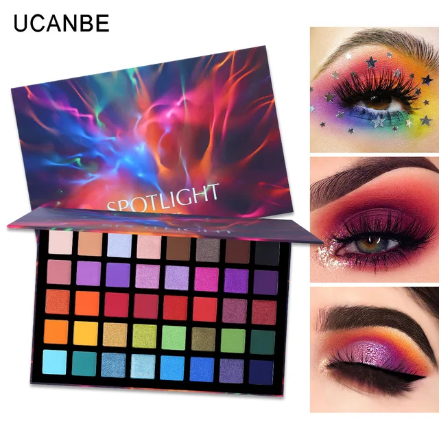 

UCANBE Spotlight 40 Color Eyeshadow Palette Waterproof Shimmer Glitter Matte Powder Eyeshadow High Pigment Eye Makeup