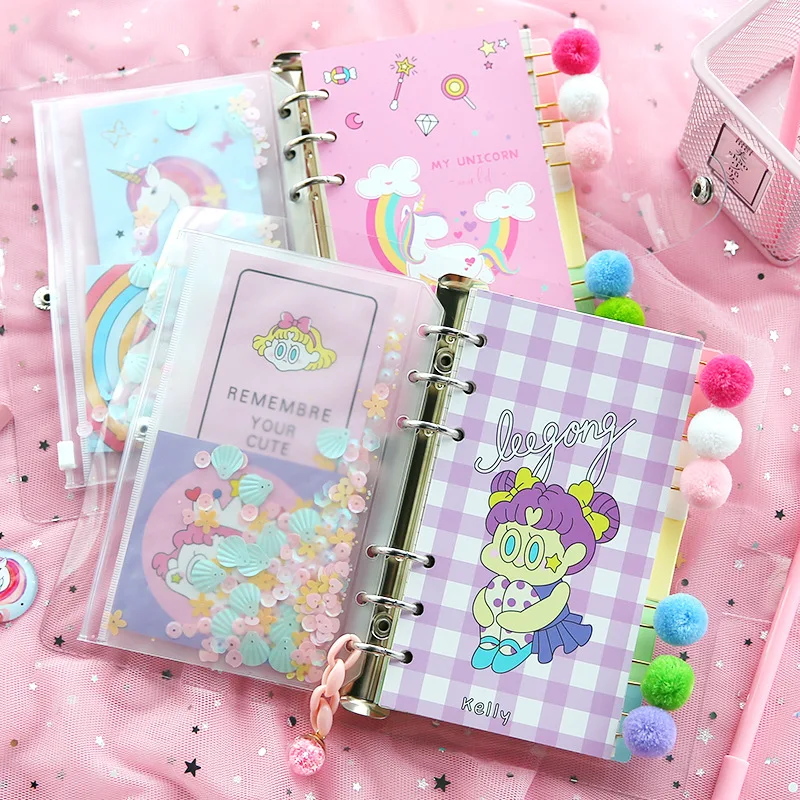 Блокнот-ежедневник Kawaii А6 на спирали с 6 кольцами | Канцтовары для офиса и дома