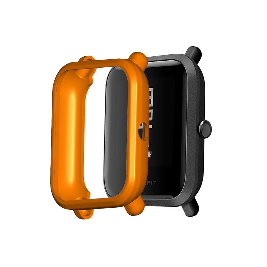 Мягкая термополиуретановая крышка-чехол защитная оболочка для Xiaomi Huami Amazfit Bip Youth/Lite Смарт-часы бампер крышка - Цвет: orange
