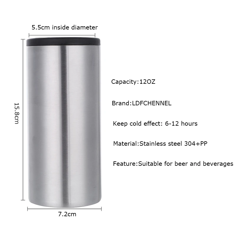 https://ae01.alicdn.com/kf/H9ff3f19bde5a492b8be9ce082113e4ebr/New-12oz-Stainless-Steel-304-Thermos-Insulated-Vacuum-Cola-Holder-Tumbler-Skinny-Can-Cooler-350ml-Slim.jpg