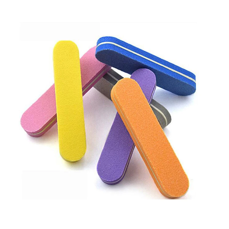 5Pcs/Lot Manicure Nail File Buffer Pink Purple Yellow Sponge Nail File