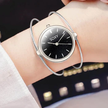

SOXY Bracelet Luxury Women Watches Starry Sky Ladies Watch 2019 Simple Casual Stainless Steel Small Dial Bracelet Mesh Quartz