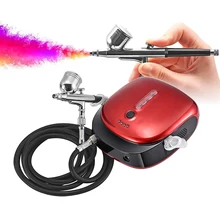 Kit aérographe double Action avec compresseur d'air pour Nail Art, pistolet à peinture et maquillage, buse de 0.3mm, batterie intégrée de 1000mAh
