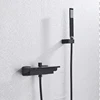 MYQualife Matte Black Bathroom Faucet 2 Function Bathtub Facuet  Wall Mounting Cold and Hot Shower Faucet Waterfall 2