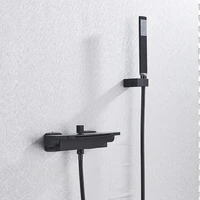 MYQualife Matte Black Bathroom Faucet 2 Function Bathtub Facuet  Wall Mounting Cold and Hot Shower Faucet Waterfall 2