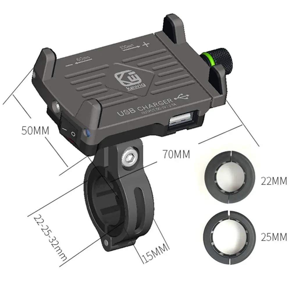 Алюминиевый стабильный руль мотоцикла держатель телефона gps крепление+ USB зарядное устройство QC3.0 3A Быстрая зарядка с переключателем