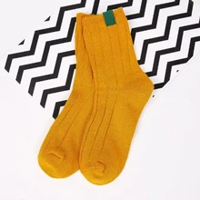 Женские осенне-зимние однотонные носки с 3D принтом, повседневные Рождественские теплые носки в полоску в стиле ретро