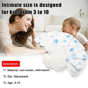 

50pcs Disposable Face Masks 3-ply Non-Woven Dust-proof Mask Protective Face Mask With Good Breathability For Kids 3-10yrs