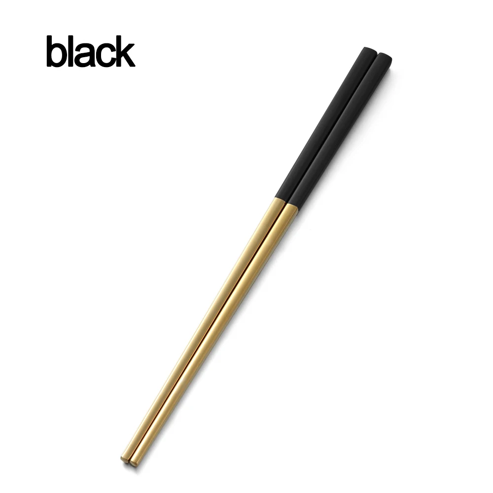 black 1 пара прочная многоразовая нержавеющая сталь Красочные палочки для еды против ожогов высококлассные столовые приборы кухонные принадлежности - Цвет: black