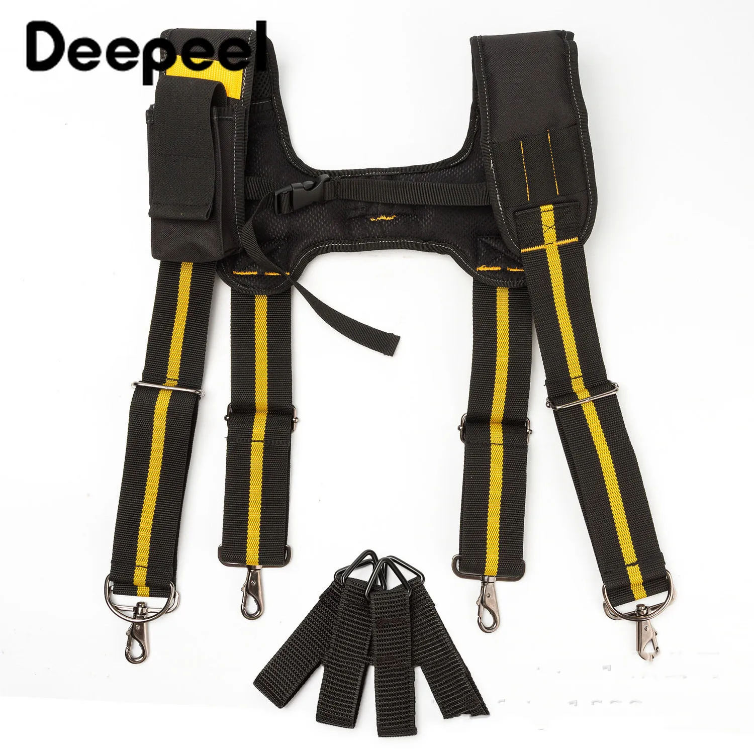 

Deepeel 1pc 5cm*150cm Men's Polyester Tool Belt Suspender 4 Hooks Adjustable Elastic H Back Braces Practical Suspender YB616