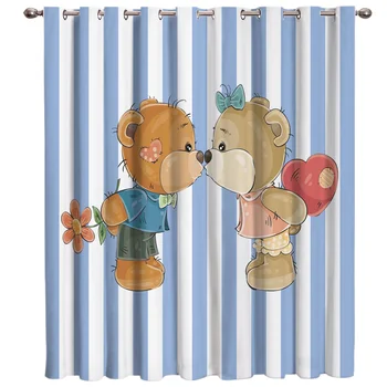 

Cute Teddy Bear On Valentine'S Day Window Treatments Curtains Valance Window Curtains Dark Window Blinds Blackout Bedroom
