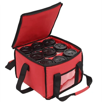 

PK-18A: Drink Carrier and Food Delivery Bag with 3 Cup Holder Bags Holds up to 9 Coffee Cups, Tote Bags, Beverage Delivery Bag