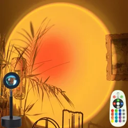 Proyector de luz nocturna de arco iris, lámpara de escritorio de proyección de sol, Color ajustable, iluminación de decoración de pared para dormitorio, cafetería