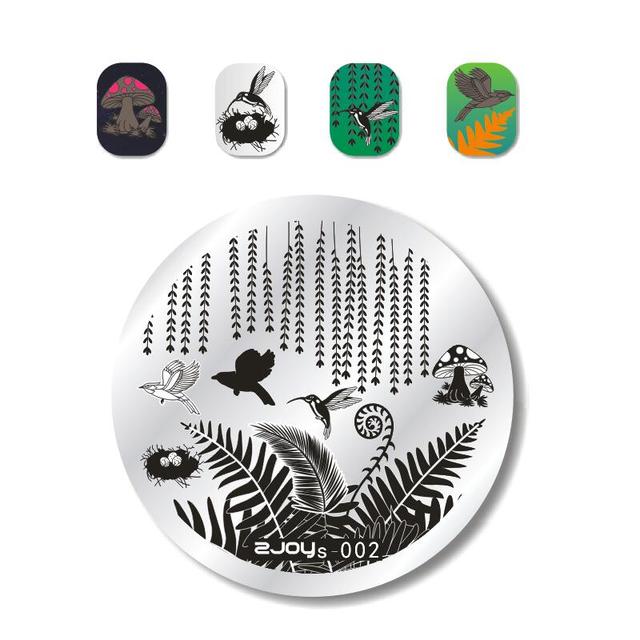 Round Nail Stamping Plates Butterfly/Constellation/Leaf/Bird Stainless Steel Image Stencils Printing Nails Decor 5.5cm Tool