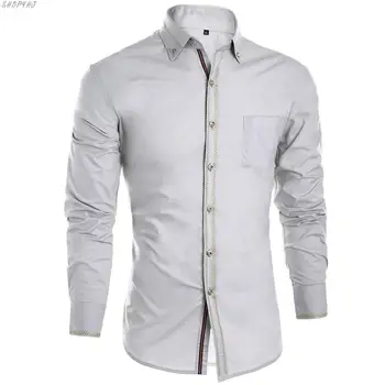 

Long Sleeve Men Dress Blouses Work Wear Formal Male Tuxedo Plus Size Men's Solid Slim Casual Wedding Shirt Business