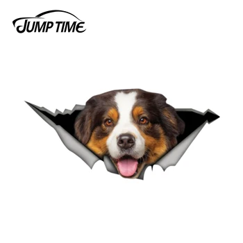 

Jump Time 13cm x 6.2cm Australian Shepherd Sticker Torn Metal Bumper Decal Funny Car Stickers Window Trunk Animal 3D Car Styling