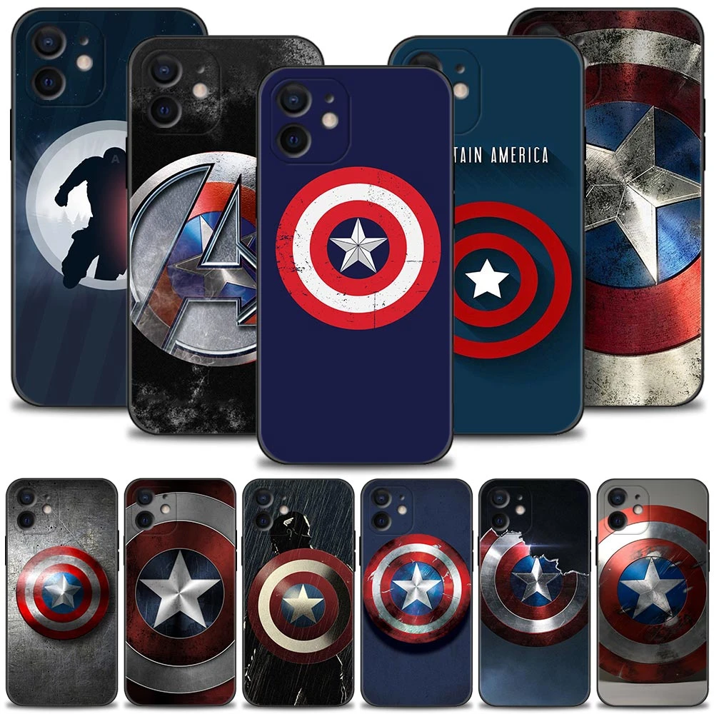 Marvel Captain America Shield logo Silicone Phone Case For iPhone 13 12 11 Pro Max Mini XS X XR 7 8 6 6S Plus Thin Cover Shell iphone 13 pro max case clear