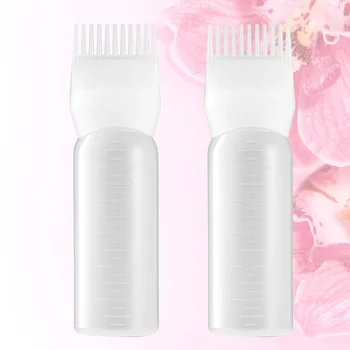 

2pcs Liquid Medicine Bottles Graduated Bottle Combs Hair Dye Applicators Hair Perming Tool for Home Salon