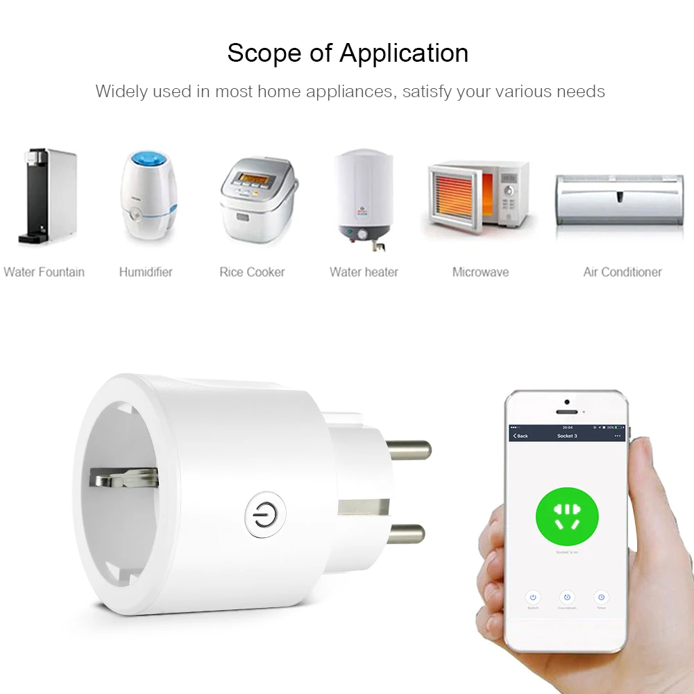 Voice Control Compatible Alexa/ Google Home APP Remote Control Schedule Function Smart In-wall Socket Outlet Smart Wi-Fi Plug