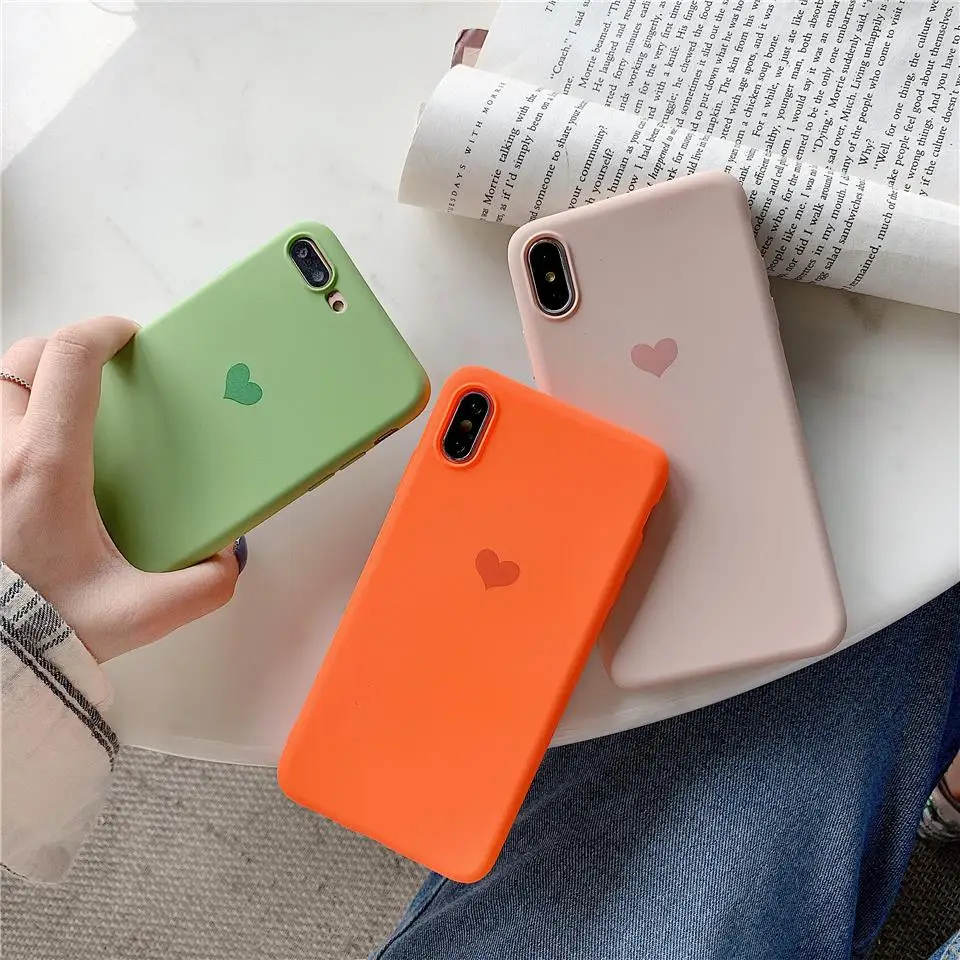 

Cute Love Heart Liquid silicone Case For iPhone X 7 6 6S Plus 5 5S SE XS MAX XR Cover Silicone TPU Soft Back Phone Cases
