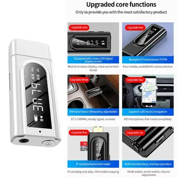 

Wireless Bluetooth 5.0 Transmitter Receiver LED Display Speaker TV Car Audio PC USB Adapter Music Player Stereo S8Z2