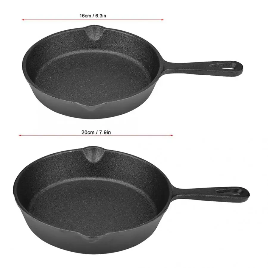 16cm 20cm Vintage Cast Iron Skillet Frying Pan Burnt Non-stick Crepe Maker Kitchen Cooking Appliance 6